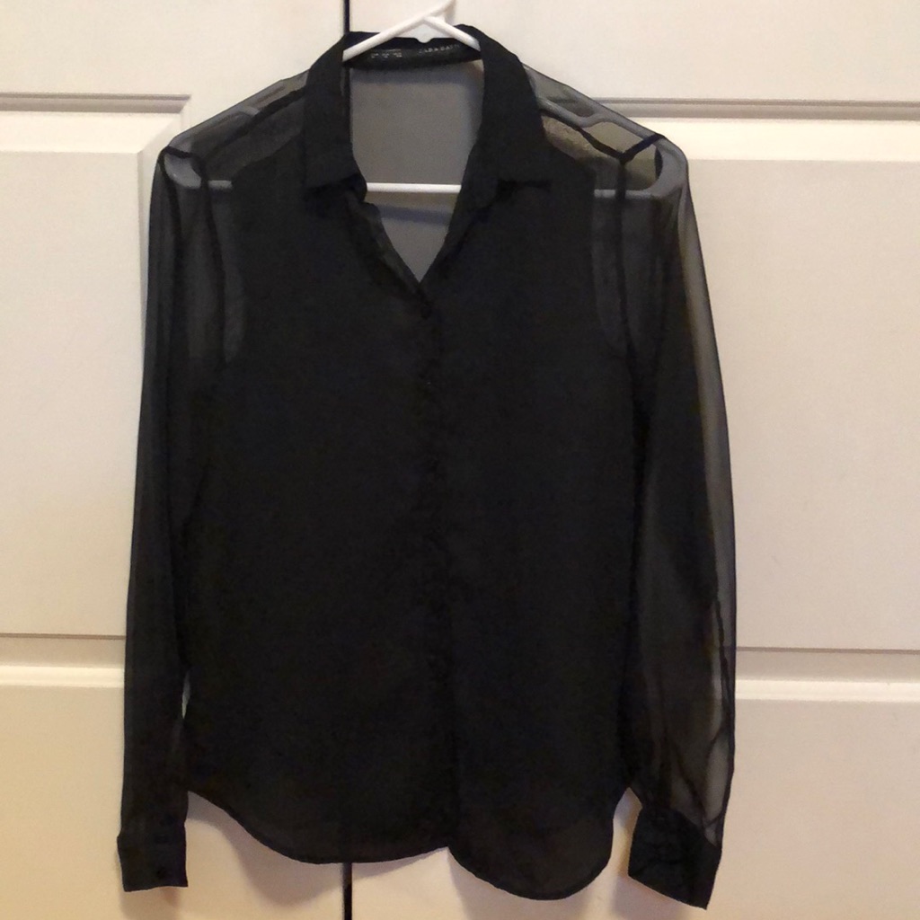 Zara Basic Black Button Down Shirt